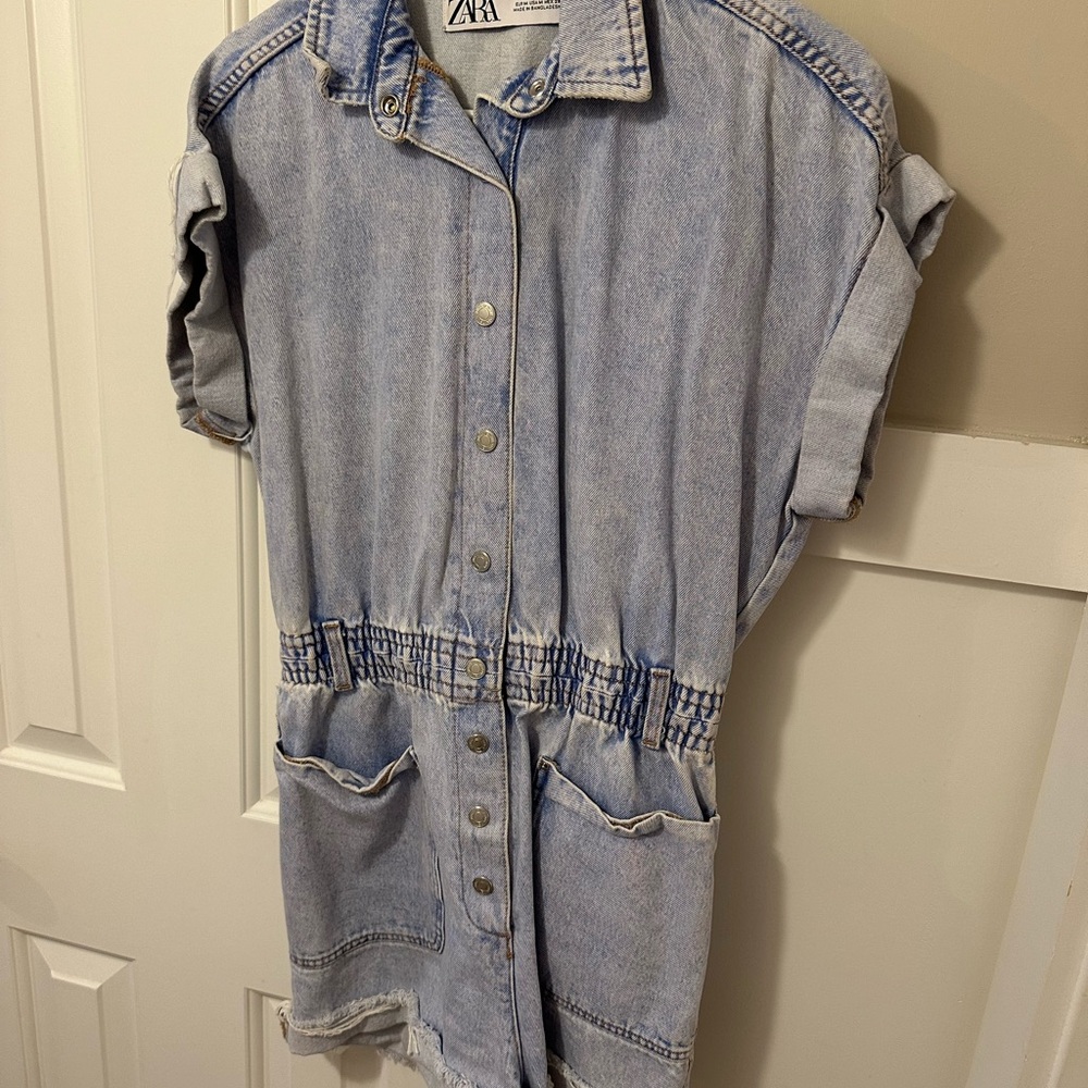 Zara Light Blue Denim Romper